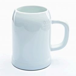 Пивная кружка для сублимации белая высокая, бочонок (материал - керамическая)