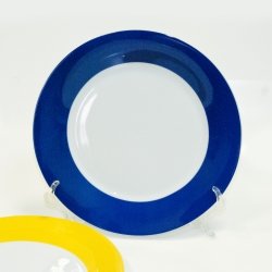 Тарелка керамическая белая с орнаментом синий край 200мм